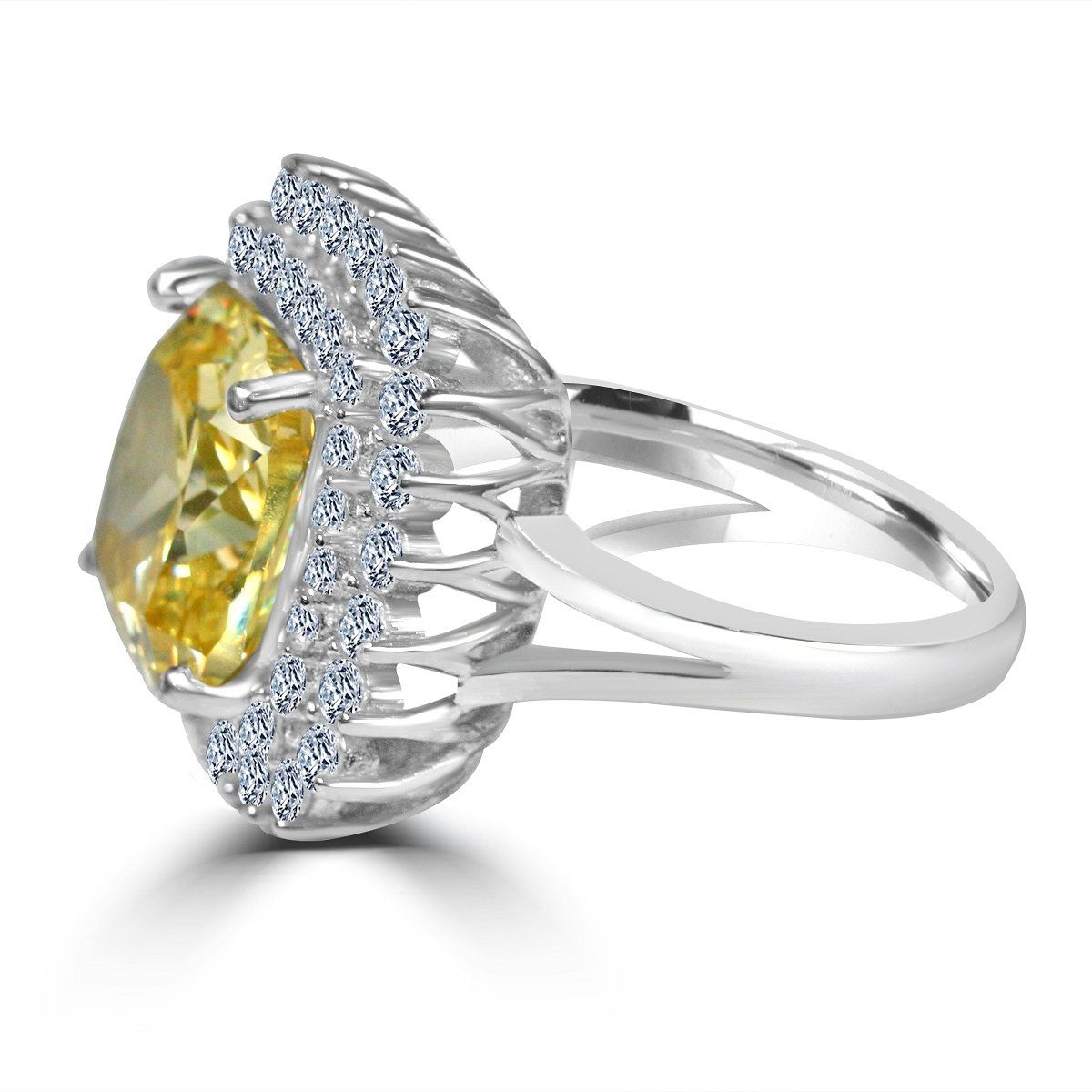 7CT Cushion Cut Cubic Zirconia Sterling Silver Ring