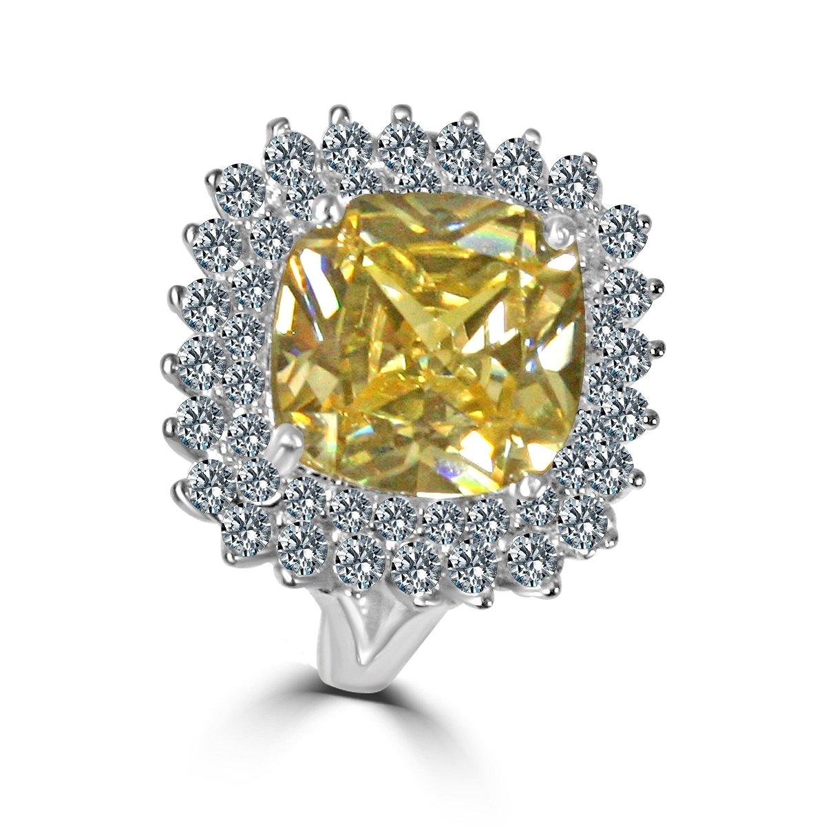 7CT Cushion Cut Cubic Zirconia Sterling Silver Ring