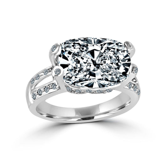 Platinum Plated 8CT Cushion Cut Cubic Zirconia Ring