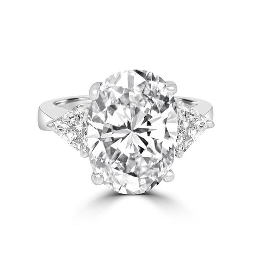 8CT Three Stone Oval Cut Cubic Zirconia Sterling Silver Engagement Ring
