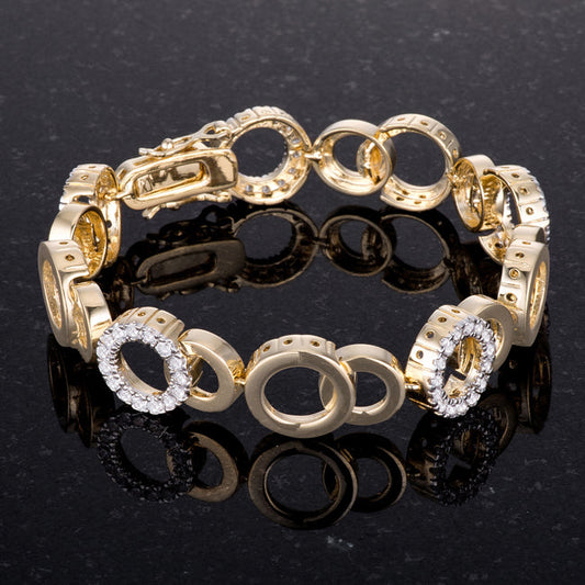 Contemporary Circle Bijoux 7 Inch Two Tone Bracelet