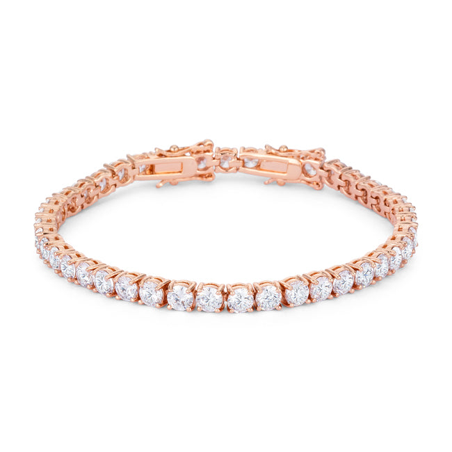 Gorgeous 17.6 Ct Rosegold Tennis Bracelet with Shimmering Round CZ
