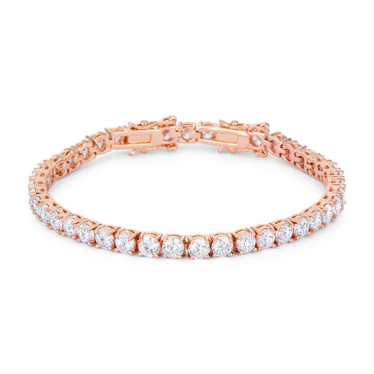 Gorgeous 17.6 Ct Rosegold Tennis Bracelet with Shimmering Round CZ