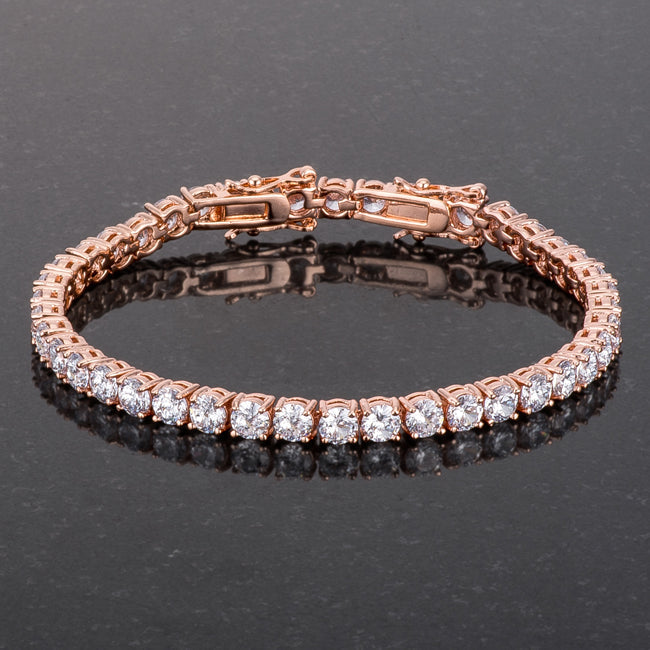 Gorgeous 17.6 Ct Rosegold Tennis Bracelet with Shimmering Round CZ