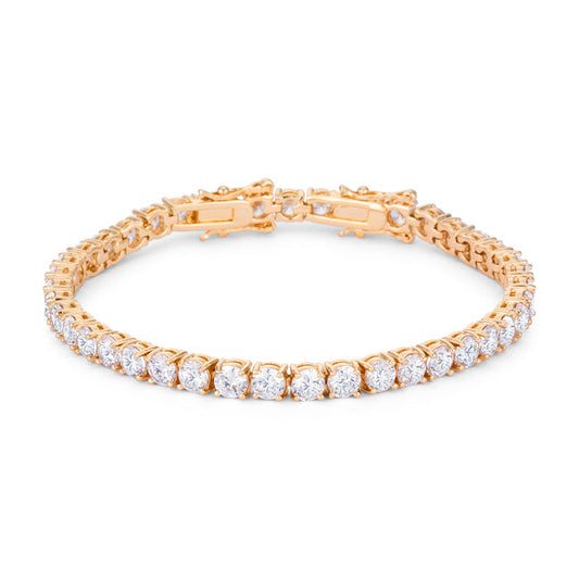 Lovely 17.6CT Gold Plated Tennis Bracelet with Shimmering Round CZ