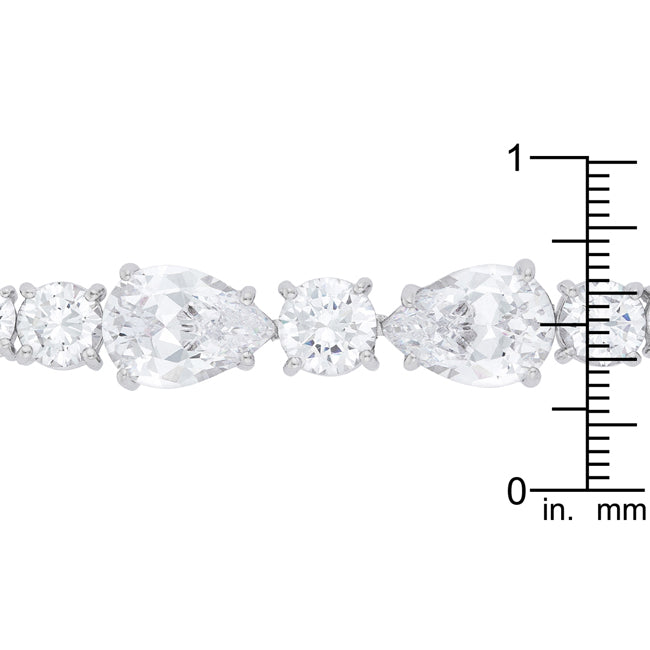 Elegant 23 Carat Pear and Round Cubic Zirconia Tennis Bracelet