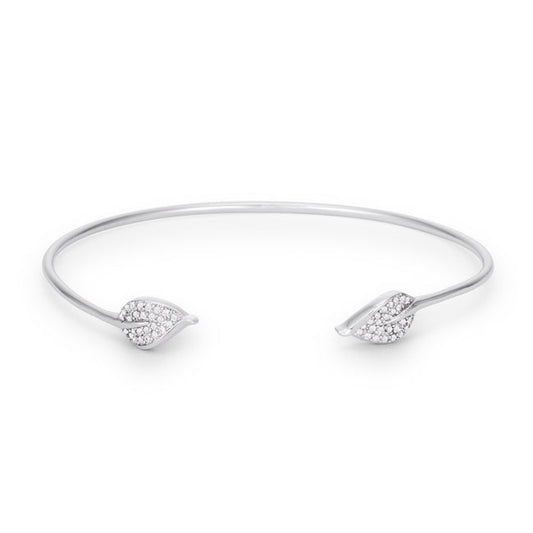 Trendy Rhodium Bracelet Clear Pave Cubic Zirconia