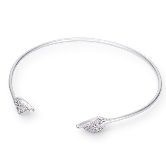 Trendy Rhodium Bracelet Clear Pave Cubic Zirconia