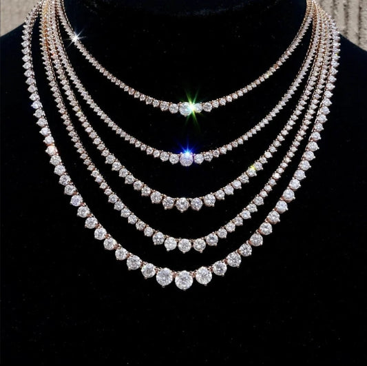 Radiant Cubic Zirconia Graduated Tennis Necklace