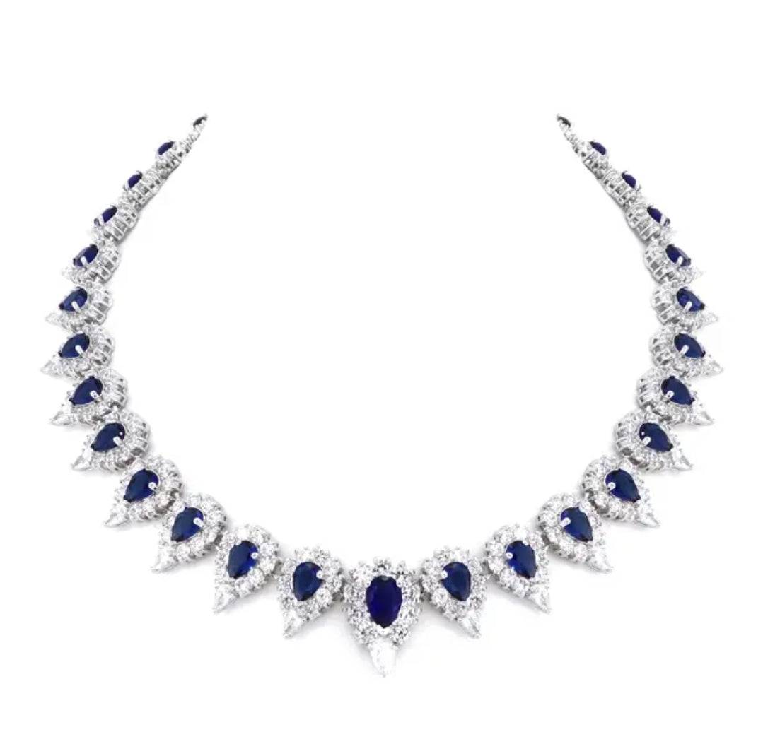 Cubic Zirconia Pear Shape Statement Necklace