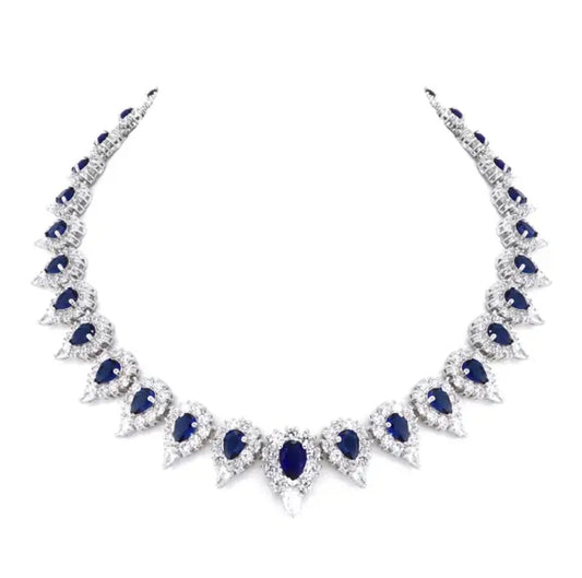 Cubic Zirconia Pear Shape Statement Necklace