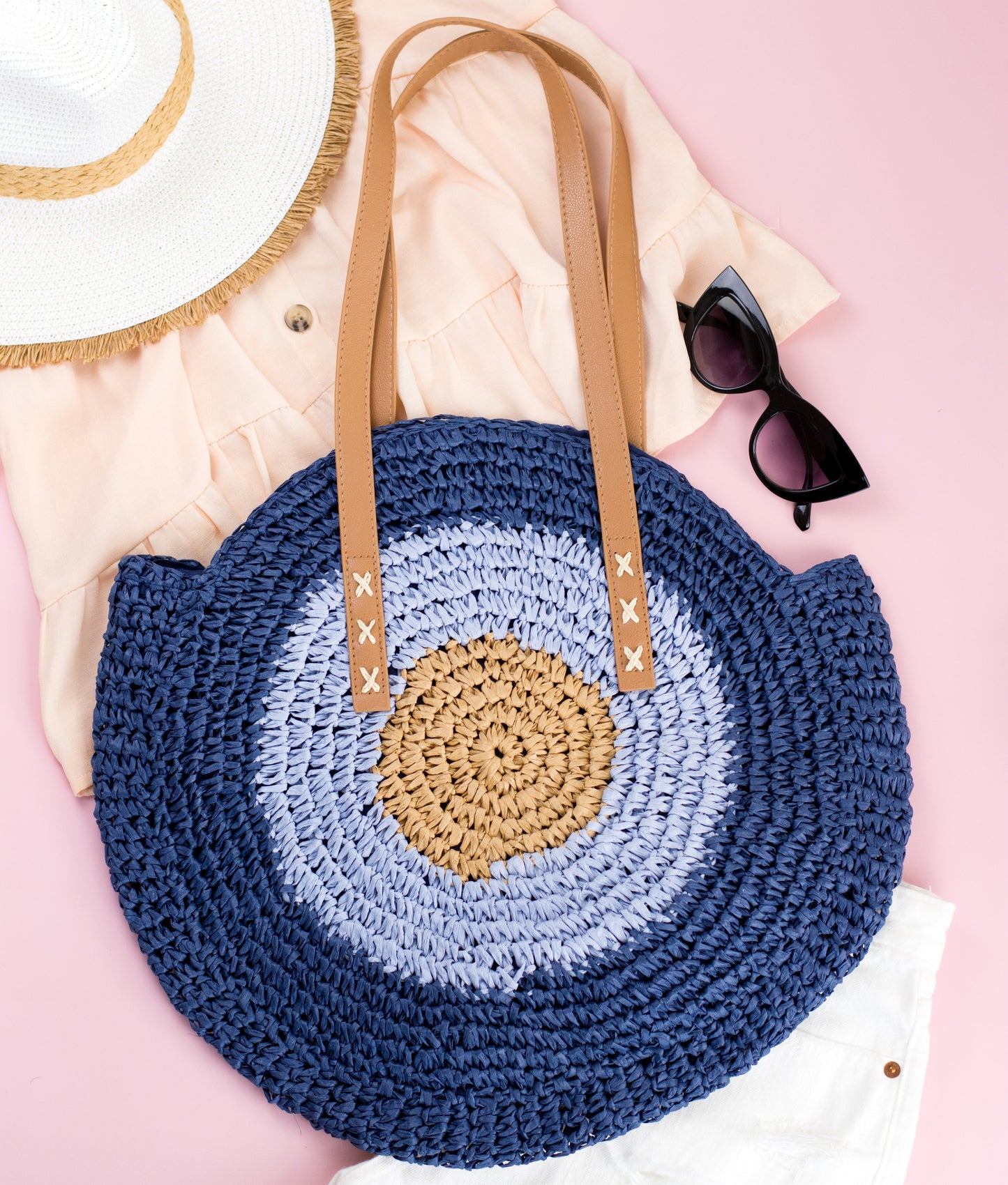 Straw Circle Tote Bag