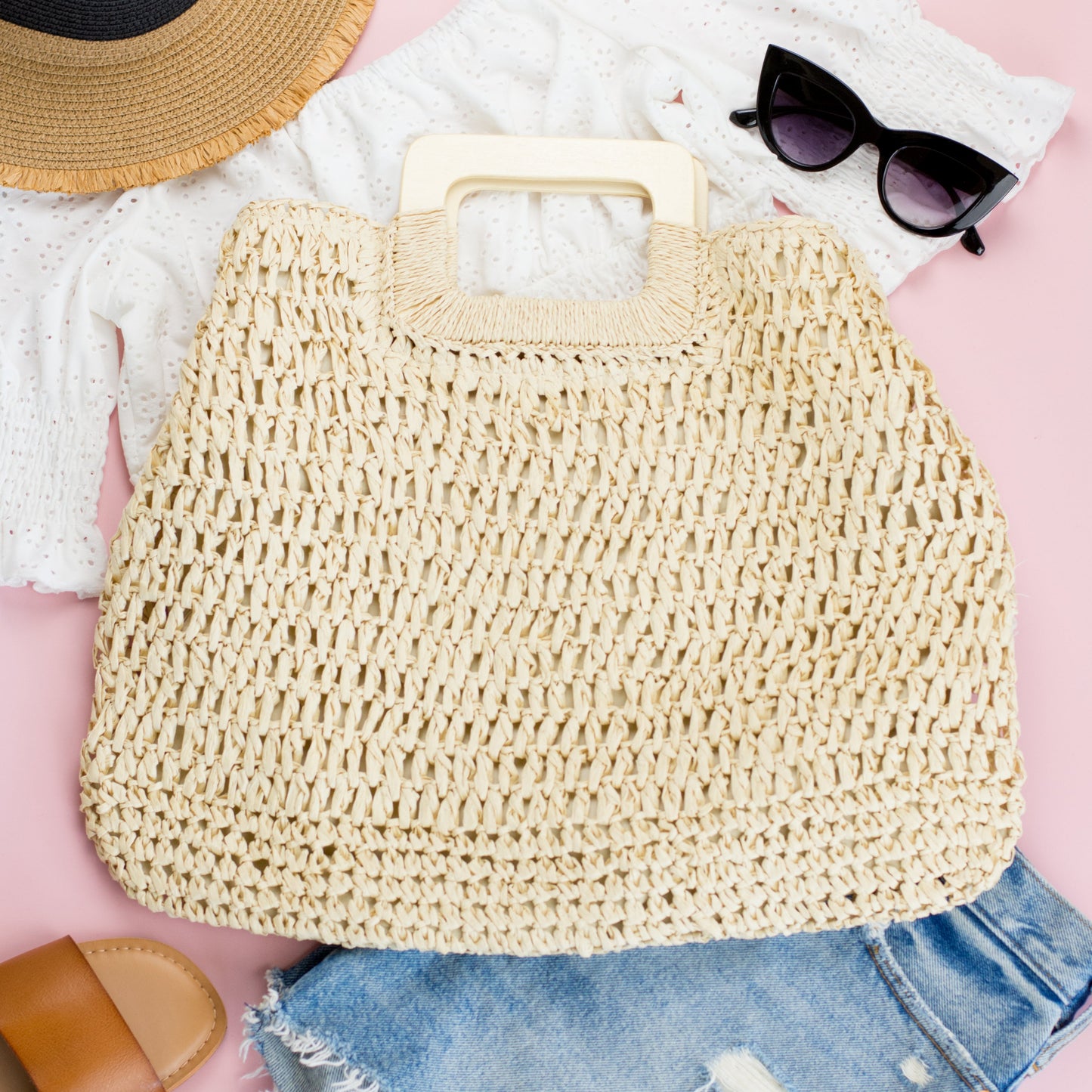 Oversized Straw Tote Bag