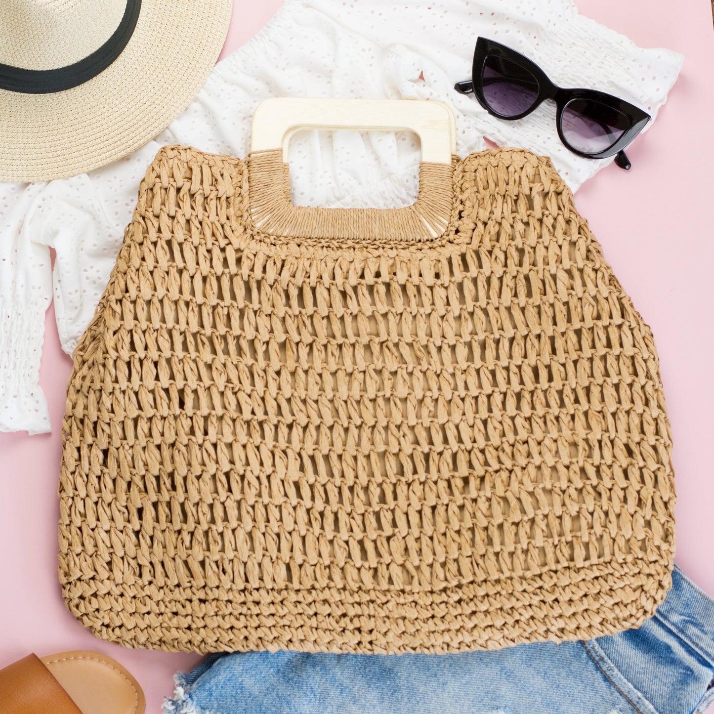 Oversized Straw Tote Bag