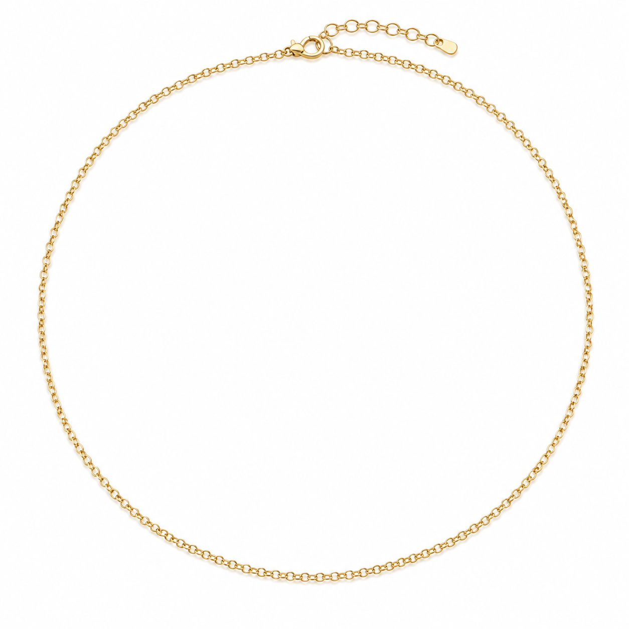 24K Gold Filled 1.4mm Dainty Cable 18 Inch Layering Chain Necklace with Extender