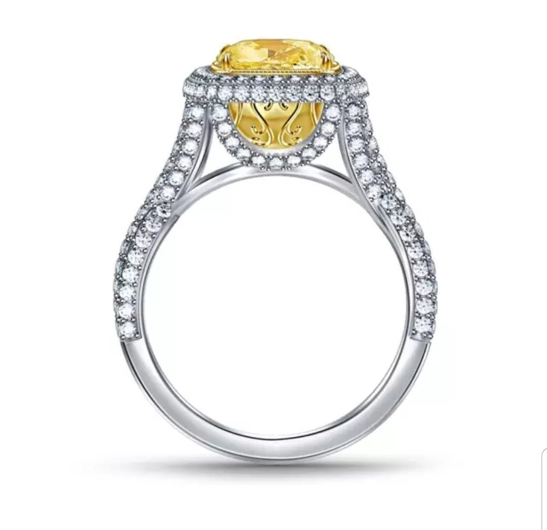 Sterling Silver 5CT Cushion Cut Cubic Zirconia Ring