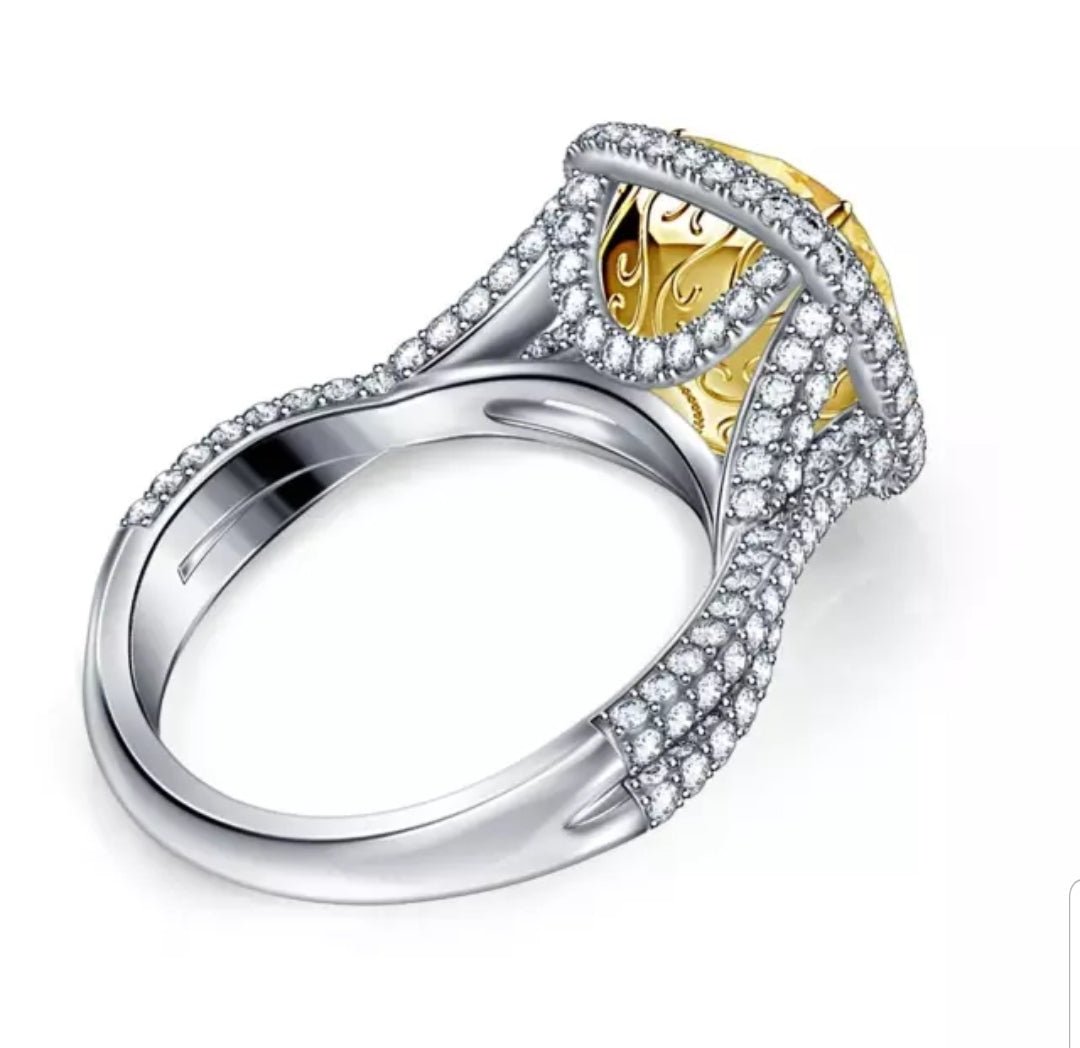Sterling Silver 5CT Cushion Cut Cubic Zirconia Ring