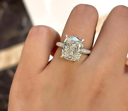 Gorgeous Cushion Cut Cubic Zirconia Sterling Silver 5CT Engagement Ring