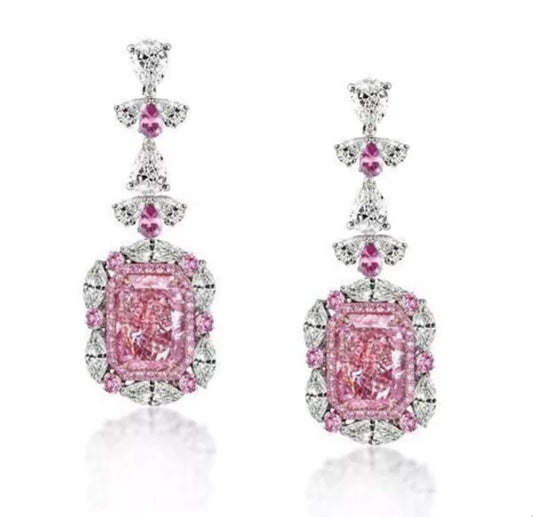 Radiant 10CT Cubic Zirconia Sterling Silver Dangle Drop Earrings