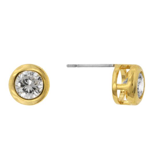 Gold Bezel 5.7mm Classic Stud Earrings