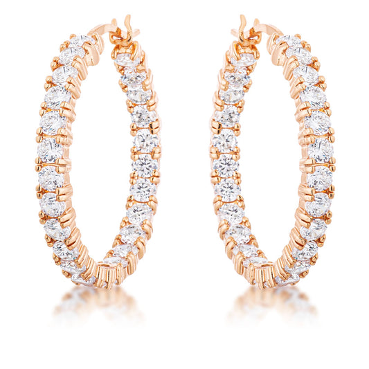 Inside Out Rose Gold Plated CZ Hoop Earrings