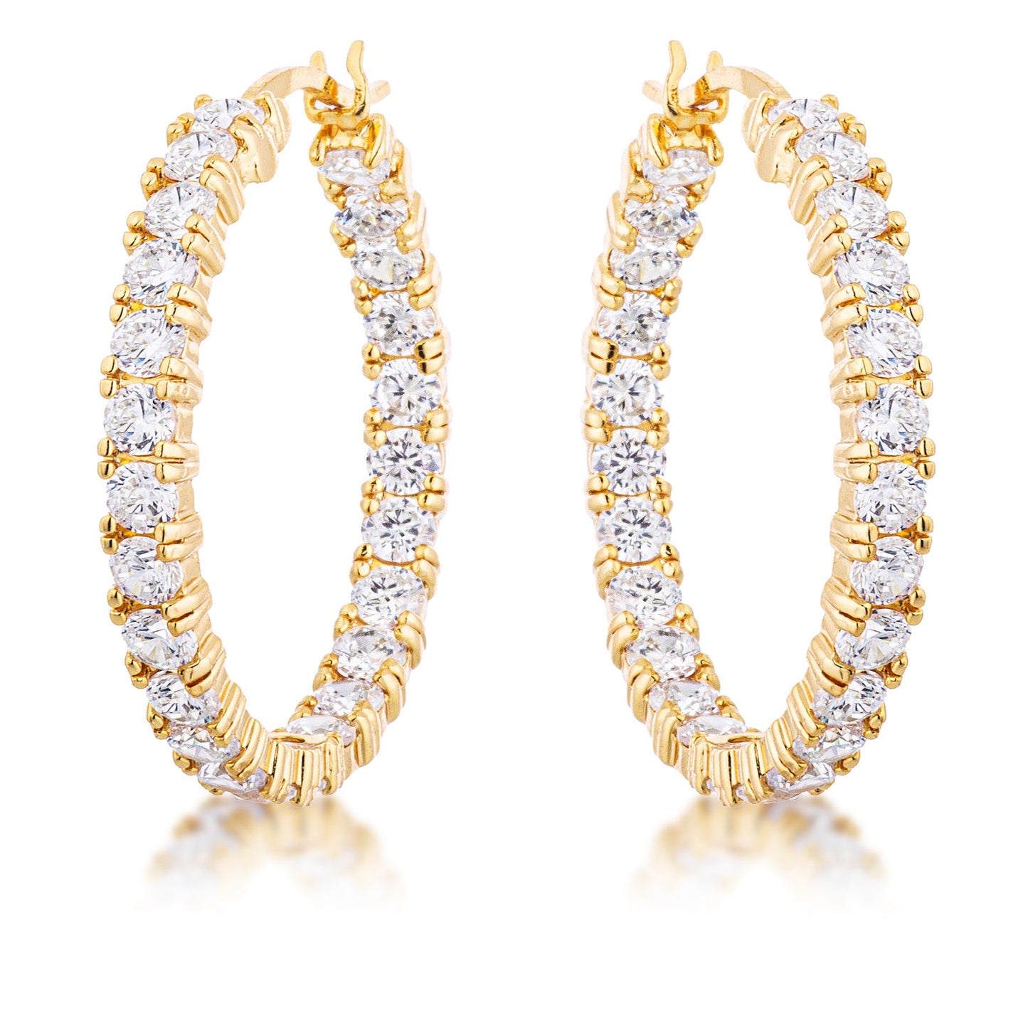 Everyday 18k Gold Plated Eternity CZ Hoop Earrings