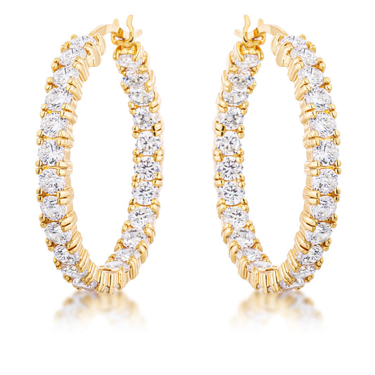Everyday 18k Gold Plated Eternity CZ Hoop Earrings