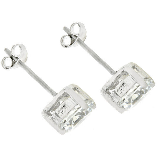 Clear Silver Round Studs 6.25mm Earrings