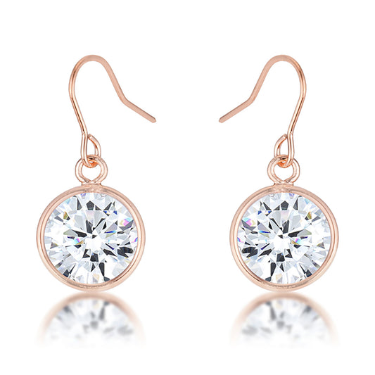 Classic 5.5 Ct Rose Gold CZ Drop Earrings