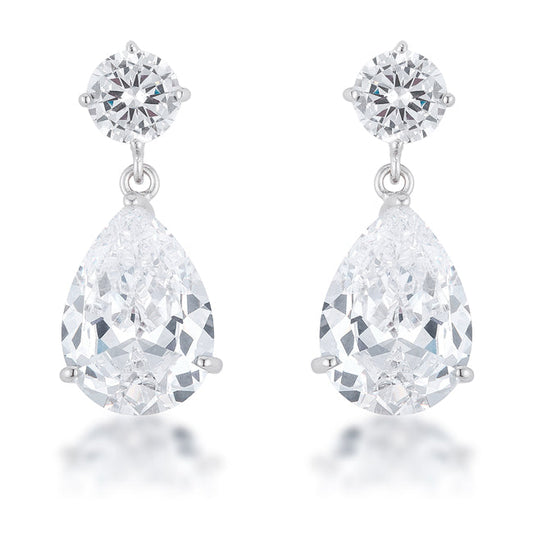 Shimmering CZ Teardrop Dangle Earrings