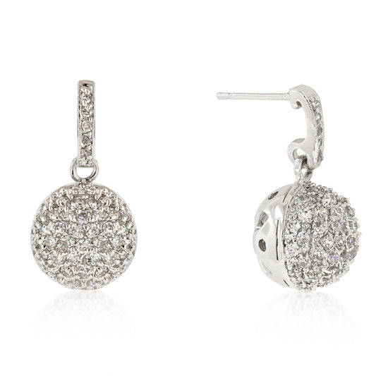 Pave CZ Ball Dangle Earrings