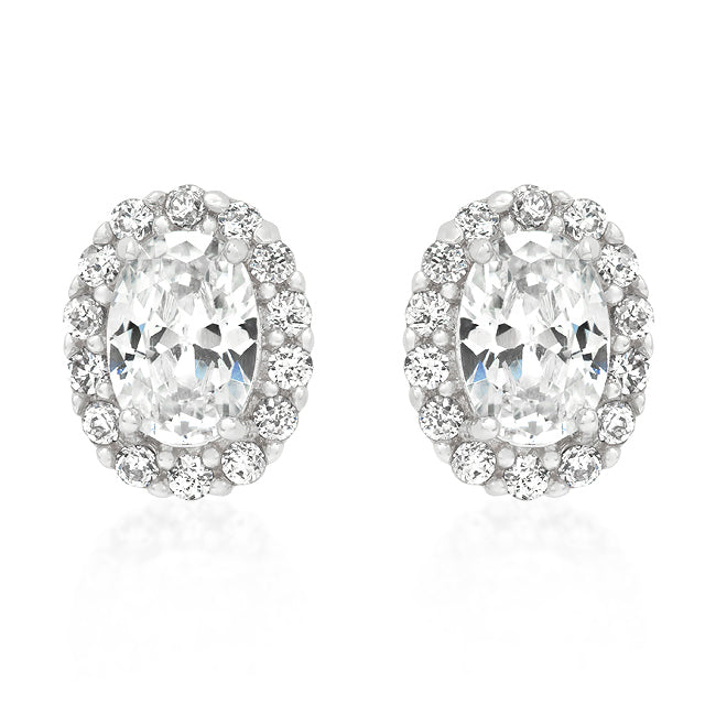 Classic Clear Oval Estate Stud Earrings