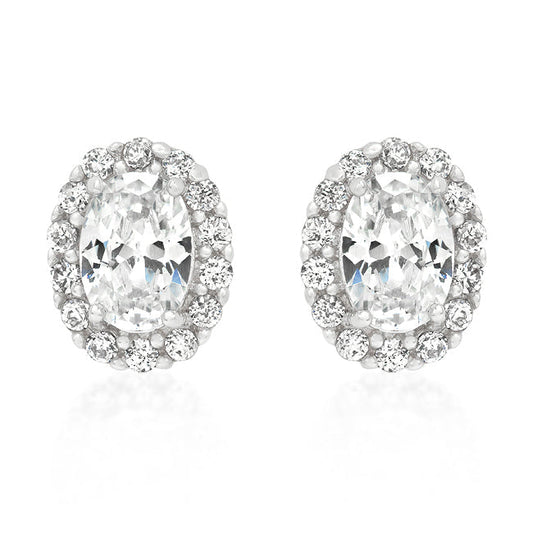 Classic Clear Oval Estate Stud Earrings