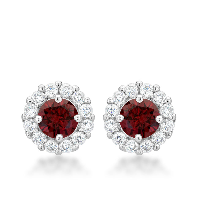 Beautiful Bella Bridal CZ Earrings Red Garnet