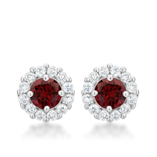 Beautiful Bella Bridal CZ Earrings Red Garnet