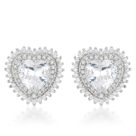 Halo Heart Stud Earrings