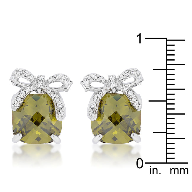 Classic Olive Drop CZ Earrings with Bow