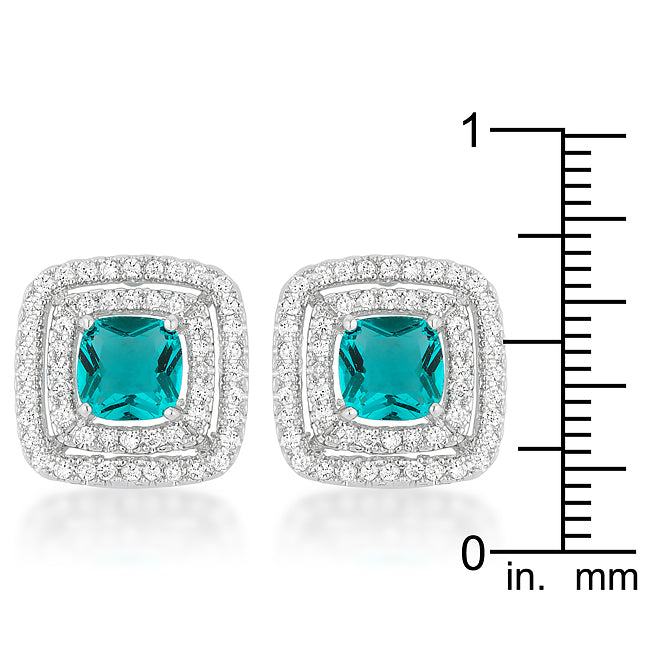 Beautiful Aqua Halo Stud Earrings