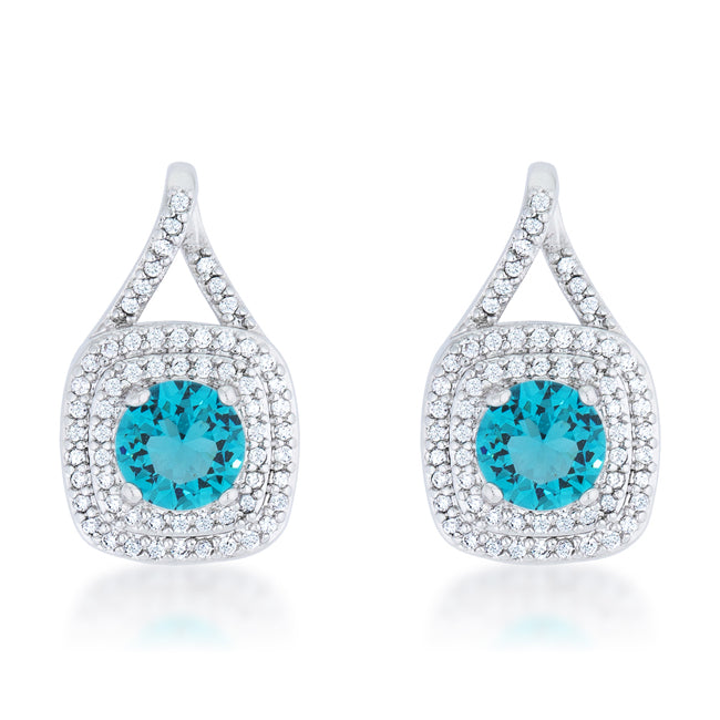Classic 2.3ct Aqua CZ Rhodium Classic Drop Earrings