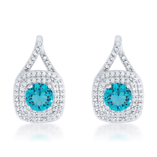 Classic 2.3ct Aqua CZ Rhodium Classic Drop Earrings