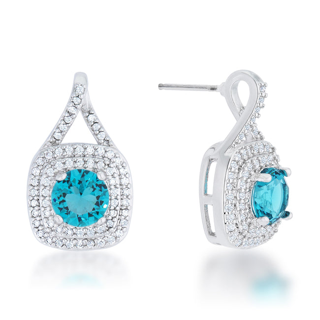 Classic 2.3ct Aqua CZ Rhodium Classic Drop Earrings