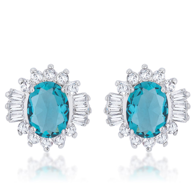 Chrisalee 3.3ct Aqua CZ Rhodium Classic Stud Earrings