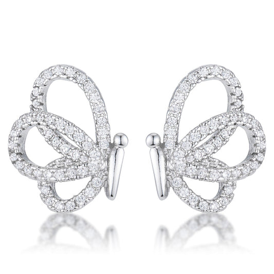 Sweet .45 Ct CZ Butterfly Stud Earrings