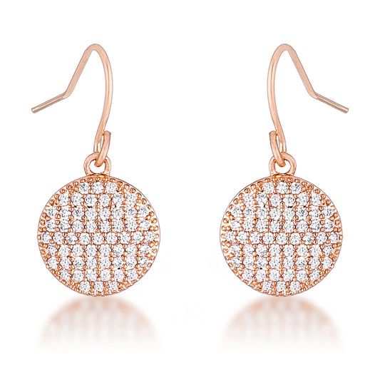 .6 Ct Elegant Everyday CZ Rose Gold Plated Disk Earrings