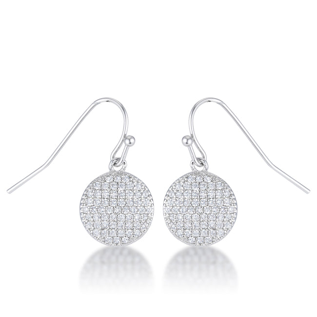 Elegant Rhodium-plated .6CT Round Pave CZ Earrings