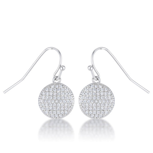 Elegant Rhodium-plated .6CT Round Pave CZ Earrings