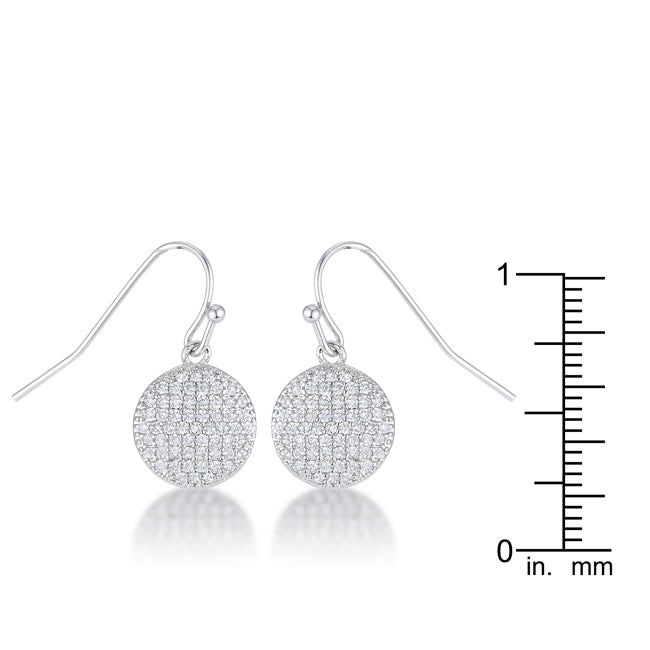 Elegant Rhodium-plated .6CT Round Pave CZ Earrings