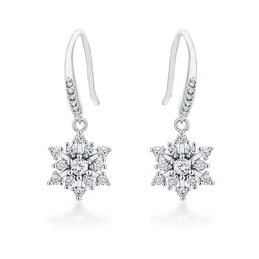 Contemporary Dainty Rhodium Plated CZ Earrings