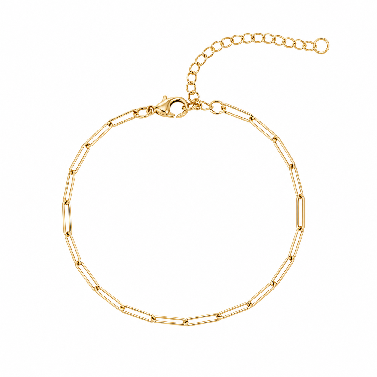 Minimalist 14K Gold Filled 2mm Paperclip Cable Link 6 Inch Bracelet with Extension