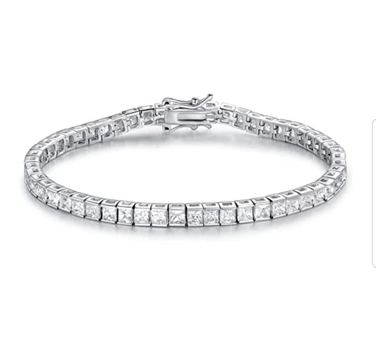 Princess Cut Square 9CT Cubic Zirconia CZ Tennis Bracelet